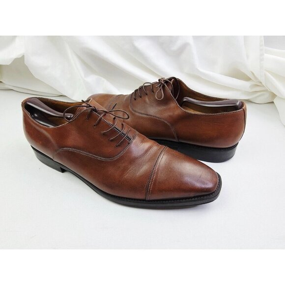 Santoni Size 12 Mens Walnut Brown Leather Lace Up Brogue Shoes Made In Italy main image 5